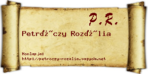 Petróczy Rozália névjegykártya